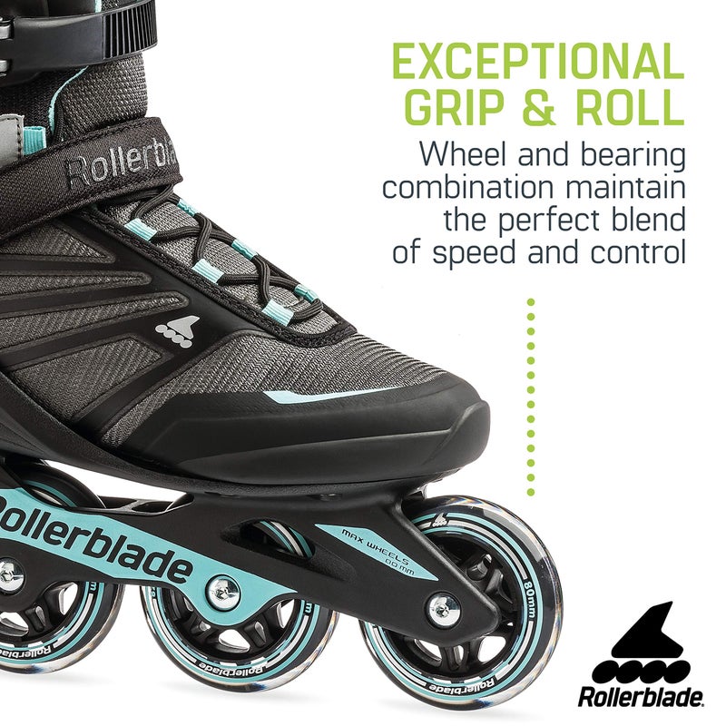 Rollerblade Zetrablade Women's Adult Fitness Inline Skate, Black and Light Blue, Performance Inline Skates - Image 3